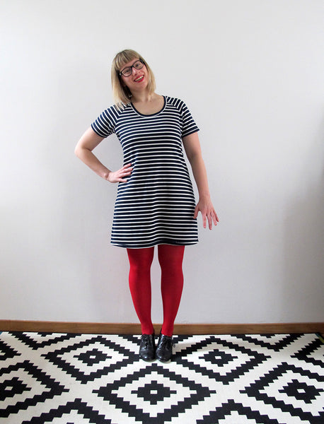 A striped rub-off dress